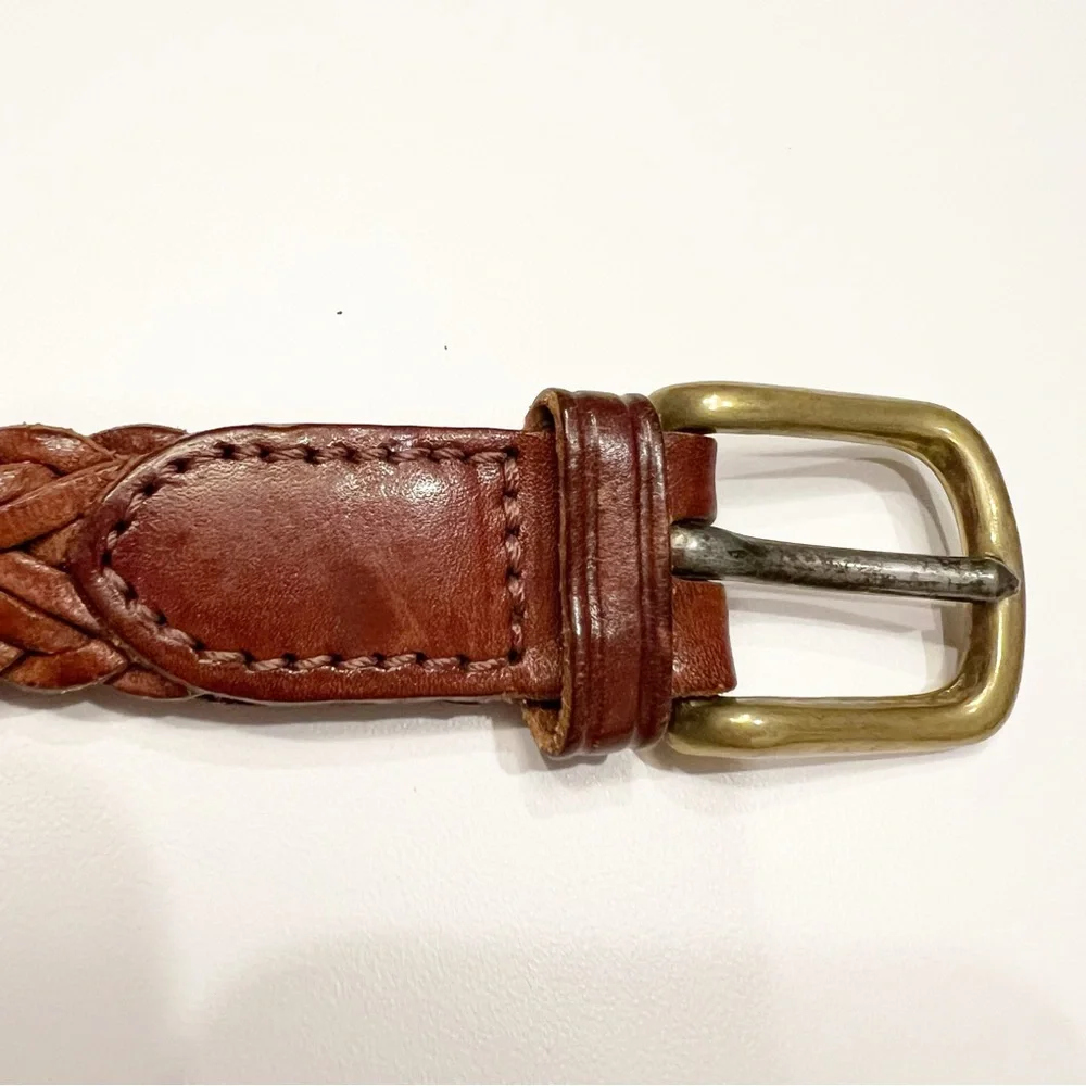 Vintage Polo Ralph Lauren Woven Braided Belt Sz 36 Saddle Brown Made in England - Picture 6 of 10
